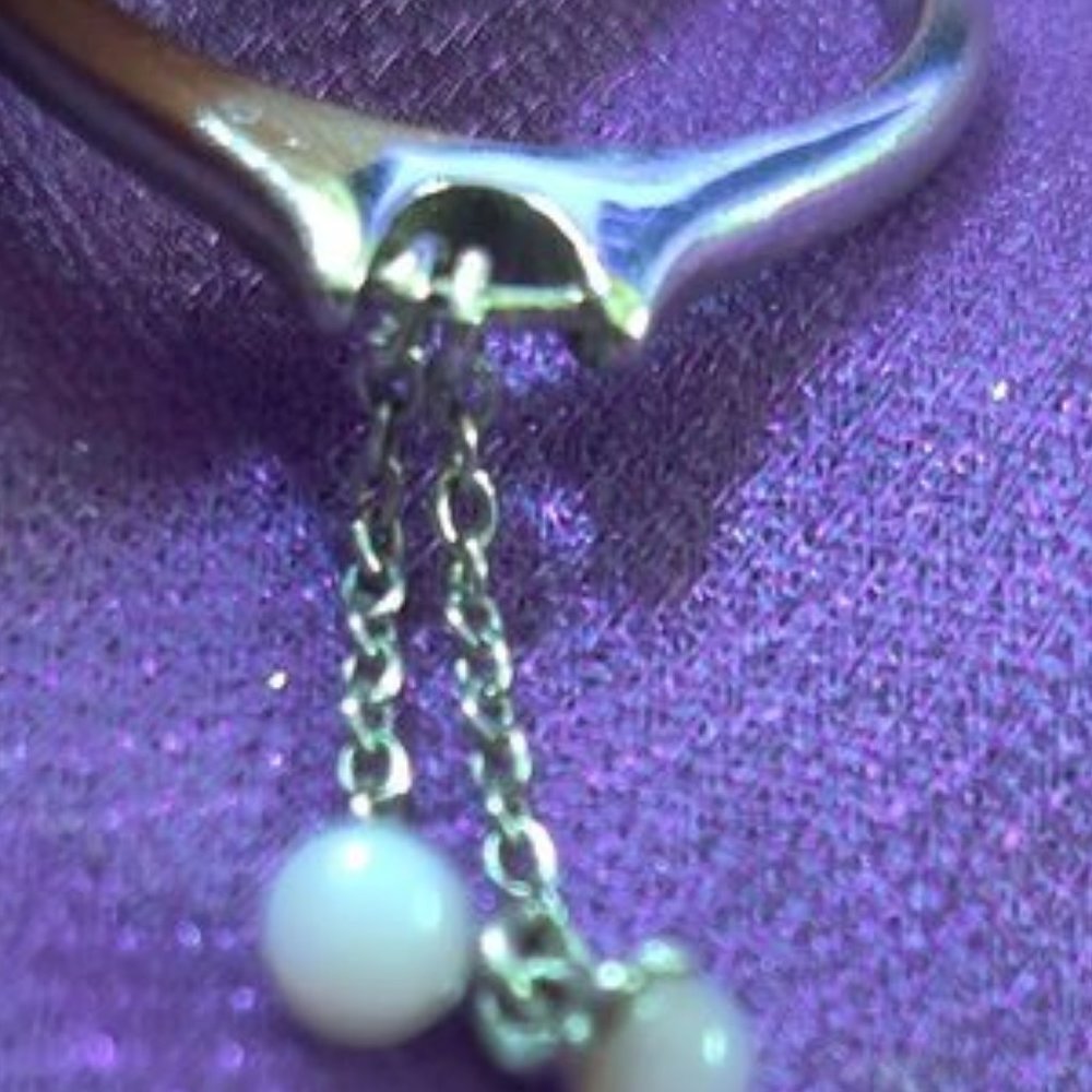 Sterling Silver Genuine Pink Opal Dangle Ring - Picture 6 of 8